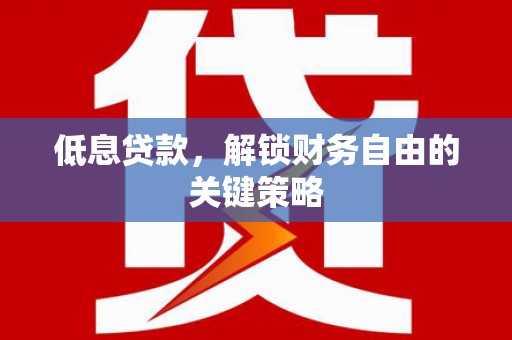 宁县低息贷款，解锁财务自由的关键策略
